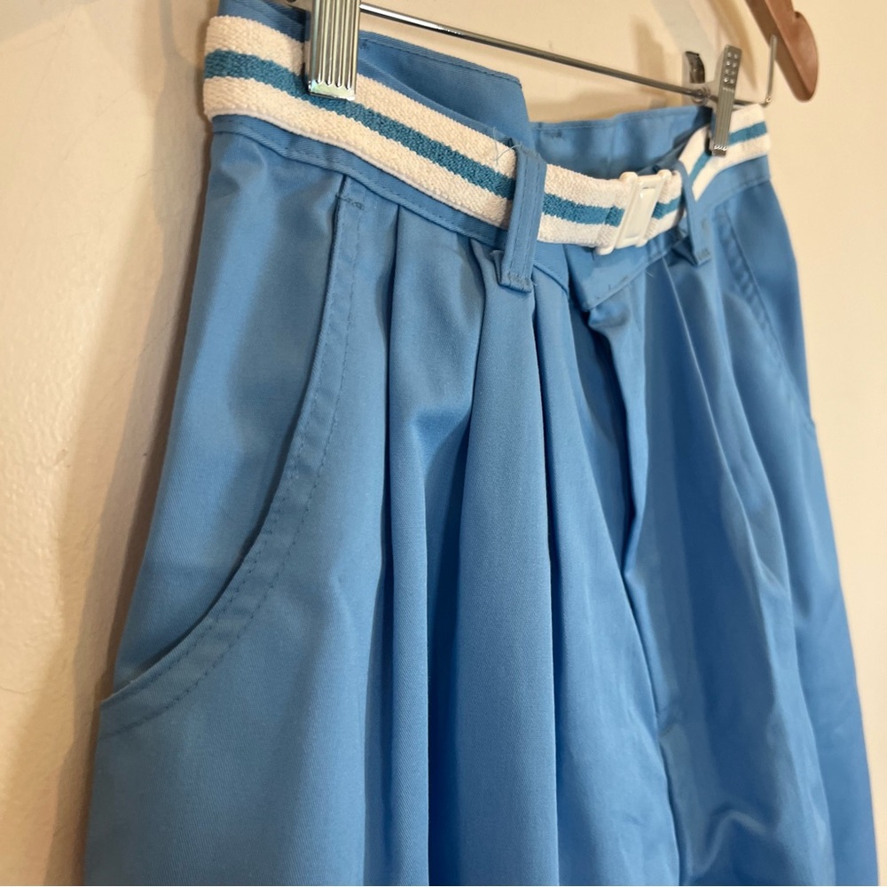 Hunter Glen NWT High Rise Bermuda Culotte Shorts Pleat Front Belted Blue 11/12 - Picture 2 of 13